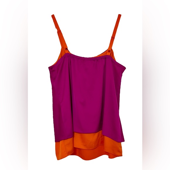 Nicole by Nicole Miller Spaghetti Strap Blouse cami cowl neck Purple Orange M - Picture 5 of 15